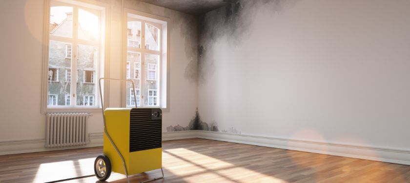 Professional Dehumidifier after Water Damage Standing in a Room